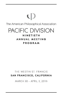 APA Pacific Division 2016 Meeting Program