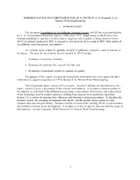 Background Report, AP-42, Vol. I, SECTION 11.18 Mineral Wool