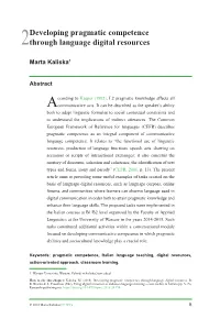 Developing Pragmatic Competence Through Language Digital Resources