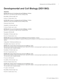 Developmental and Cell Biology (DEV BIO) 1