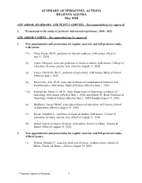 May 2020 Personnel Actions