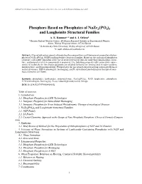 Phosphors Based on Phosphates of Nazr2(PO4)3 and Langbeinite Structural Families A