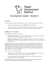 Rapid Assessment Method Development Update : Number 1
