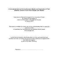 A Conceptualisation of Circular Business Models and Explanation of Their Adoption: Evidence from Four In-Depth Case Studies