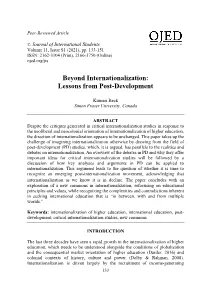 Beyond Internationalization: Lessons from Post-Development