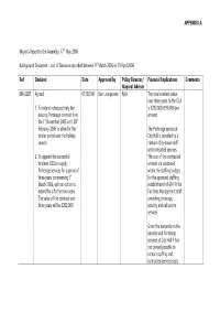 Mayor's Report to the Assembly, \(Date of Meeting\)