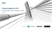 Private Equity in CEE Creating Value and Continued Growth