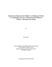 Advancing Reproductive Rights in a Religious World: a Comparative Survey of Reproductive Rights in Poland, Indonesia and Israel