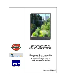 Best Practices in Urban Agriculture
