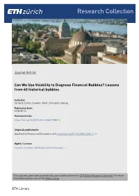 Can We Use Volatility to Diagnose Financial Bubbles? Lessons from 40 Historical Bubbles