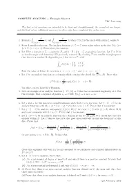 COMPLEX ANALYSIS — Example Sheet 2 TKC Lent 2006