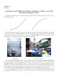 Concavity and Inflection Points. Extreme Values and the Second
