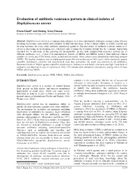 Evaluation of Antibiotic Resistance Pattern in Clinical Isolates of Staphylococcus Aureus