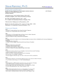 Steve Ramirez, Ph.D. E-Mail Dvsteve@Bu.Edu