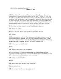 Transcribed Audio Interview with Benjamin Stanczyk