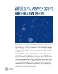 Venture Capital Postively Disrupts