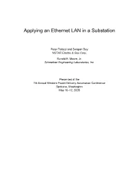 Applying an Ethernet LAN in a Substation