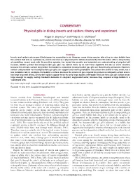 COMMENTARY Physical Gills in Diving Insects and Spiders: Theory and Experiment