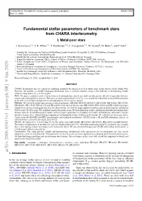 Fundamental Stellar Parameters of Benchmark Stars from CHARA Interferometry I