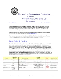 National Infrastructure Protection Center Cybernotes: 2001 Year End Summary Issue #2001-26 December 31, 2001
