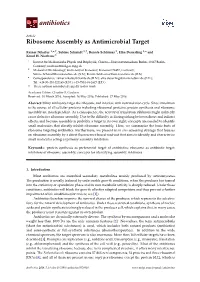 Ribosome Assembly As Antimicrobial Target