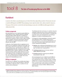 Tool 8: Factsheet 'The Role of Peacekeeping Missions in the MRM'