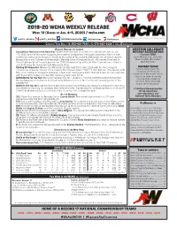 2019-20 WCHA WEEKLY RELEASE Week 13 (Games of Jan
