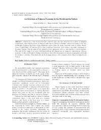 An Overview of Tobacco Economy in the World and in Turkey