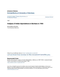 Analysis of Timber Depredations in Montana to 1900