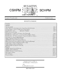 CSHPM Bulletin, November 2012