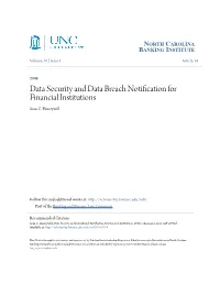 Data Security and Data Breach Notification for Financial Institutions Sean C