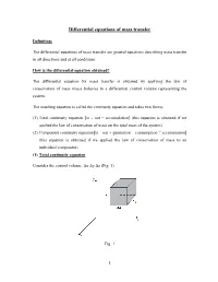 Differential Equations of Mass Transfer