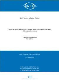 Libertarian Paternalism in Policy Making: Empirical, Methodological and Philosophical Problems