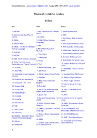 Musical Notation Codes Index