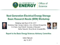 Next Generation Electrical Energy Storage Basic Research Needs (BRN) Workshop