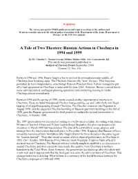 Russian Actions in Chechnya in 1994 and 1999
