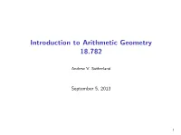 18.782 Arithmetic Geometry Lecture Note 1