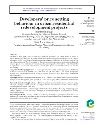 Developers' Price Setting Behaviour in Urban Residential Redevelopment