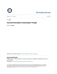 God and Immortality in Dostoevsky's Thought