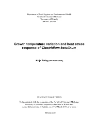 Growth Temperature Variation and Heat Stress Response of Clostridium Botulinum