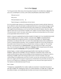 How to Read Genesis