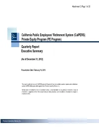 Private Equity Program (PE Program)