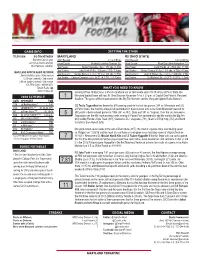 2020 Schedule Maryland #3 Ohio State Setting the Stage