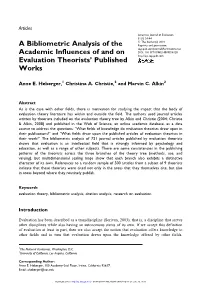 A Bibliometric Analysis of the Academic Influences of and on Evaluation Theorists' Published Works