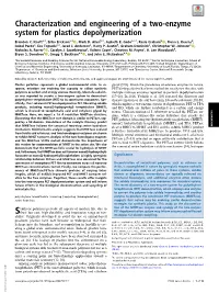 Characterization and Engineering of a Two-Enzyme System for Plastics Depolymerization