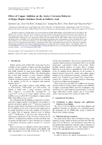 Effect of Copper Addition on the Active Corrosion Behavior of Hyper Duplex Stainless Steels in Sulfuric Acid