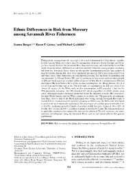 Ethnic Differences in Risk from Mercury Among Savannah River Fishermen