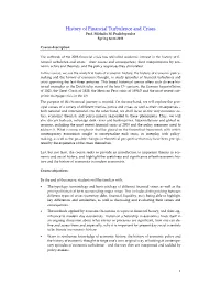 History of Financial Turbulence and Crises Prof