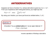 13.1 Antiderivatives and Indefinite Integrals
