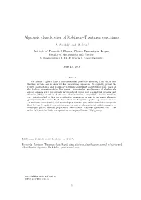 Algebraic Classification of Robinson–Trautman Spacetimes